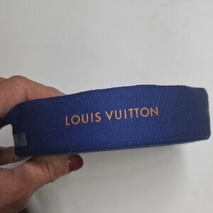 One Full Roll/Spool 50M Louis Vuitton Blue Ribbon w/Gold Logo Accent 1/2" Wide